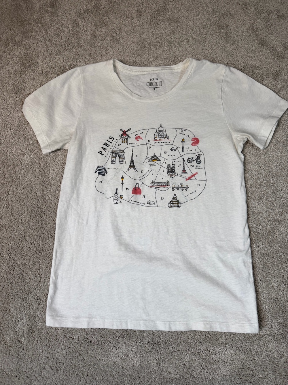J.Crew Paris Graphic Collector Tee, Size Small White T-Shirt
